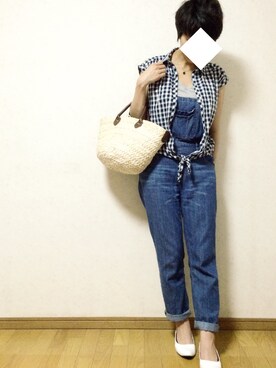 「OLIVE des OLIVE（オリーブデオリーブ）のアイテム（サロペット/オーバーオール）」を使った、soup_curryさん（レディース・162cm）の夏コーディネート