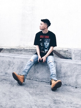 「streetsnap」｜「アイテム（ブーツ）」を使った、Shuさん（メンズ・183cm）の夏コーディネート