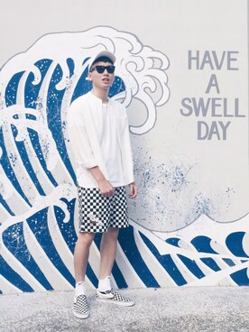 「streetsnap」｜「アイテム（スラックス）」を使った、Shuさん（メンズ・181cm）の夏コーディネート