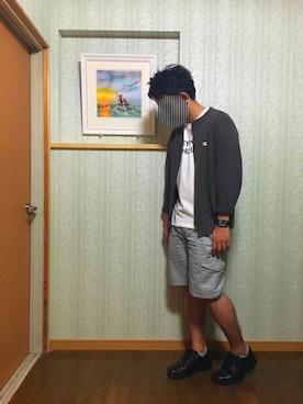 「切りっぱなし」｜「アイテム（スウェット）」を使った、ふなとさん（メンズ・165cm）の夏コーディネート