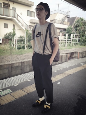 「Y's（ワイズ）のアイテム（キャスケット）」を使った、CalWangさん（メンズ・178cm）の夏コーディネート
