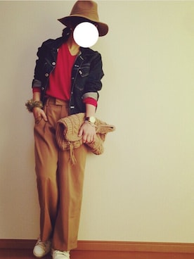 「GLOBAL WORK（グローバルワーク）のフェルトナカオレＨＡＴ/565115（ハット）」を使った、eeeさん（レディース・153cm）の冬コーディネート