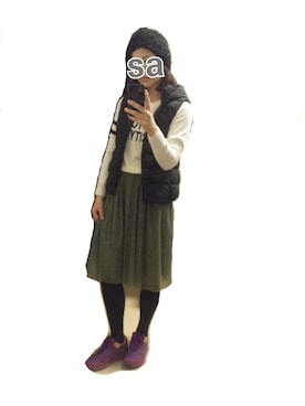 「ラインニット」｜「アイテム（ジャケット/アウター）」を使った、sarariさん（レディース・163cm）の冬コーディネート