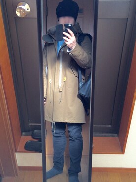 「HARE（ハレ）のアイテム（モッズコート）」を使った、J.Tさん（メンズ・169cm）の冬コーディネート