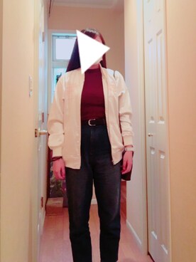 「リブT」｜「アイテム（その他アウター）」を使った、Mayuさん（レディース・162cm）の秋コーディネート