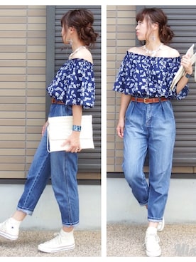 「OZOC（オゾック）のアイテム（バングル/リストバンド）」を使った、miho🅰ニコさん（レディース・165cm）の夏コーディネート