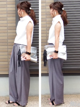 「UP START（アップスタート）のアイテム」を使った、miho🅰ニコさん（レディース・165cm）の夏コーディネート