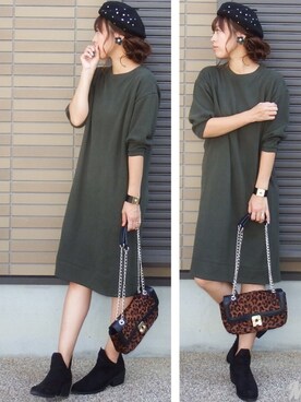 「Discoat Parisien（ディスコートパリシアン）のカギ太皮ブレス（ブレスレット）」を使った、miho🅰ニコさん（レディース・165cm）の秋コーディネート