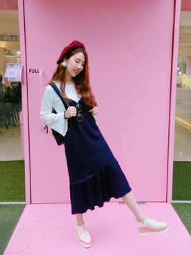 「Lulus（-）のアイテム（オールインワン・サロペット）」を使った、小草GRASS CIAOさん（レディース・160cm）の秋コーディネート