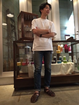 「ポケットＴシャツ」｜タケナガ リキさん（メンズ・171cm）の夏コーディネート