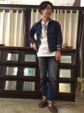 「アイテム（サンダル）」を使った、タケナガ リキさん（メンズ・171cm・20代）の夏コーディネート