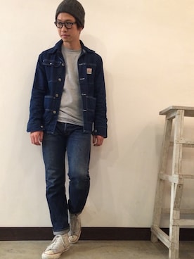 「アイテム（カバーオール）」を使った、タケナガ リキさん（メンズ・171cm・20代）の秋コーディネート