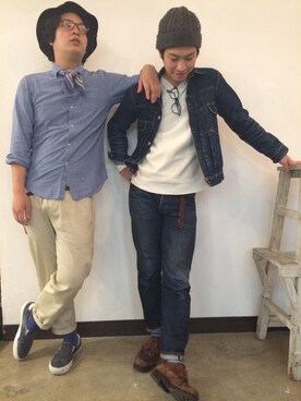 「パラブーツ」｜「アイテム（デニムジャケット）」を使った、タケナガ リキさん（メンズ・171cm）の秋コーディネート