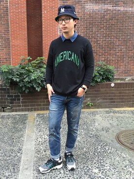 「pizza cut five（ピザカットファイブ）のアイテム（ジャケット/アウター）」を使った、Ken さん（メンズ・173cm）の冬コーディネート