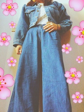 「STYLENANDA（スタイルナンダ）のアイテム（デニムジャケット）」を使った、manamiさん（レディース・158cm）の春コーディネート