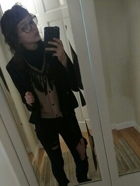 「STYLE」｜「アイテム（ノーカラージャケット）」を使った、Tina Daltonさん（レディース・165cm）の秋コーディネート