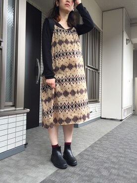 「エスニック」｜「アイテム（レインシューズ）」を使った、すぎこさん（レディース・157cm）の夏コーディネート