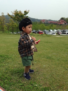 「アイテム（タイツ/ストッキング、ベージュ系）」を使った、miki_さん（キッズ・80cm）の春コーディネート