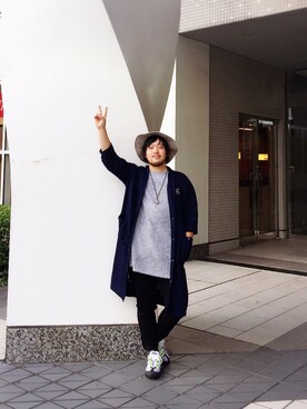 「MONKI（モンキ）のアイテム（ステンカラーコート）」を使った、zooさん（メンズ・172cm）の秋コーディネート