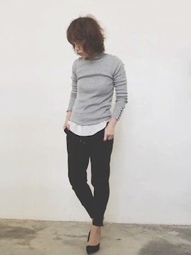 「スウェット×シャツ」｜MISAさん（レディース・160cm）の冬コーディネート