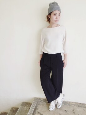 「アイテム（つなぎ/オールインワン、ベージュ系）」を使った、MISAさん（レディース・160cm）の春コーディネート