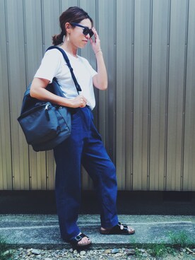 「LANCEL（ランセル）のアイテム（デニムパンツ）」を使った、Tomomi Ohashiさん（レディース・153cm）の夏コーディネート