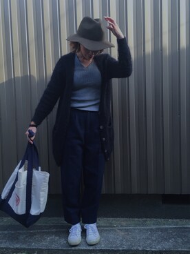 「GLOBAL WORK（グローバルワーク）のフェルトロングブリムハット/705078（ハット）」を使った、Tomomi Ohashiさん（レディース・154cm）の秋コーディネート