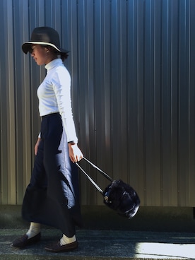 「GLOBAL WORK（グローバルワーク）のフェルトロングブリムハット/705078（ハット）」を使った、Tomomi Ohashiさん（レディース・154cm）の秋コーディネート