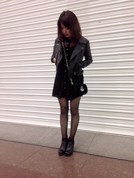 「パールアクセ」｜「アイテム（ブーツ）」を使った、nakamura sayakaさん（レディース・156cm）の冬コーディネート