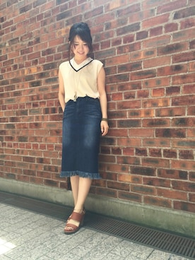 「RANDA（ランダ）のアイテム（ニット/セーター）」を使った、nakamura sayakaさん（レディース・156cm）の春コーディネート