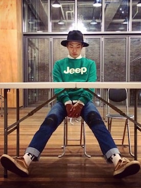 「HUF（ハフ）のアイテム（アンダーウェア）」を使った、민동욱さん（メンズ・177cm）の冬コーディネート