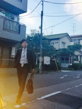 「green label relaxing（グリーンレーベルリラクシング）のアイテム（セットアップ）」を使った、kiyoさん（メンズ・174cm）の秋コーディネート