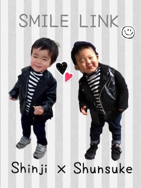 「UNIQLO（ユニクロ）のアイテム（ライダースジャケット）」を使った、mayuzuaさん（キッズ・80cm）の冬コーディネート