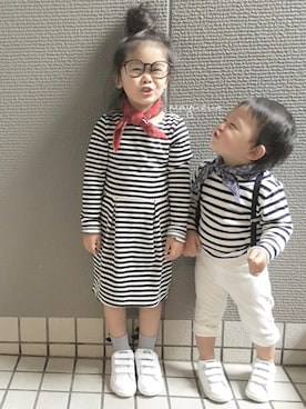「ベルクロ」｜「アイテム（ワンピース/ドレス）」を使った、mayuzuaさん（キッズ・100cm）の春コーディネート