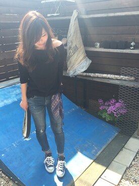 「ALL DAY COFFEE（オールディコーヒー）のアイテム」を使った、ma_chanさん（レディース・153cm）の春コーディネート