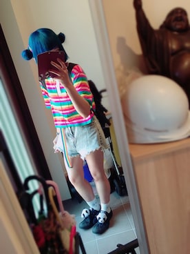 「SPINNS（スピンズ）のアイテム（ポロシャツ）」を使った、もよさん（レディース・156cm）の夏コーディネート