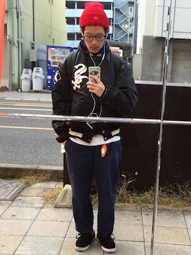 「DVS（ディーブイエス）のアイテム（スニーカー）」を使った、渡邉さん（メンズ・165cm）の冬コーディネート