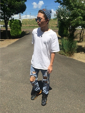 「FIVEBROTHER（ファイブブラザー）のアイテム」を使った、だーしーさん（メンズ・165cm）の夏コーディネート
