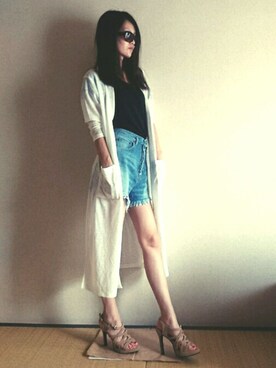 「ロングニット」｜「アイテム（その他）」を使った、ena... ◡̈ ⋆♬*さん（レディース・167cm）の夏コーディネート