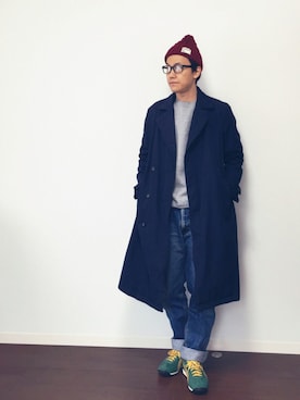 「無地党」｜「アイテム（チェスターコート）」を使った、 hinaさん（メンズ・170cm）の秋コーディネート