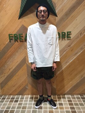 「カモ柄」｜「アイテム（ニットキャップ/ビーニー）」を使った、どき しょうたさん（メンズ・180cm）の夏コーディネート