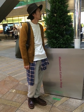 「ツバ広ハット」｜どき しょうたさん（メンズ・180cm）の秋コーディネート