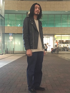 「FREAK'S STORE（フリークスストア）のアイテム（ライダースジャケット）」を使った、どき しょうたさん（メンズ・180cm・20代）の夏コーディネート