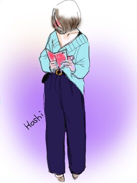 「イラストコーデ」｜「アイテム（その他）」を使った、Hashi☆さん（レディース・158cm）の秋コーディネート