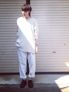 「usedのアイテム（トップス、ベージュ系）」を使った、ゆーすけさん（メンズ・172cm）の春コーディネート