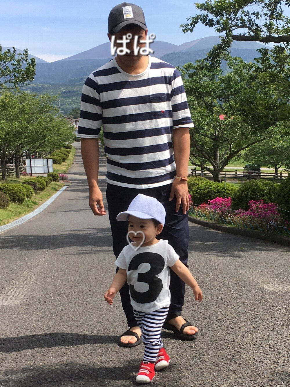 「ドラフトCO」｜「COMECHATTO&CLOSETの3プリントTシャツ（Tシャツ/カットソー、ホワイト系）」を使った、honoさん（キッズ・80cm）の夏コーディネートの1枚目の写真