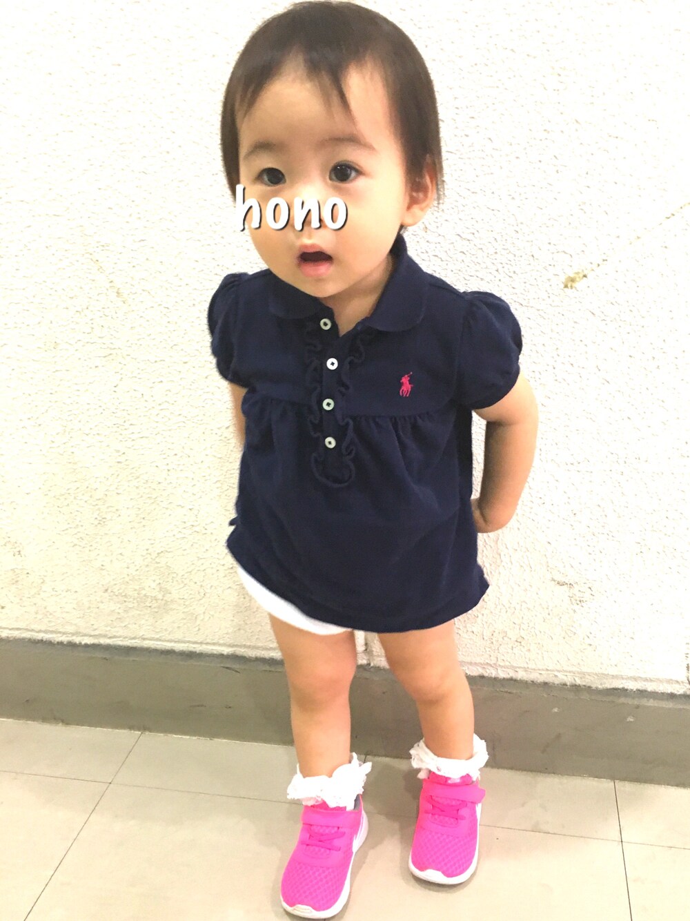 「ラルフローレンベビー、夏、おんなのこ、1歳半」｜「POLO RALPH LAURENのアイテム（ポロシャツ、ブルー系）」を使った、honoさん（キッズ・80cm）の夏コーディネートの1枚目の写真