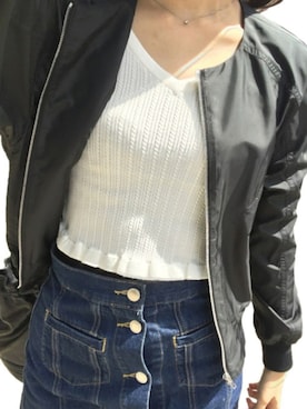 「snidel」｜「アイテム（ブルゾン）」を使った、akaneさん（レディース・161cm）の春コーディネート