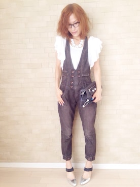 「DIESEL（ディーゼル）のアイテム（サロペット/オーバーオール）」を使った、chikaさん（レディース・162cm）の夏コーディネート