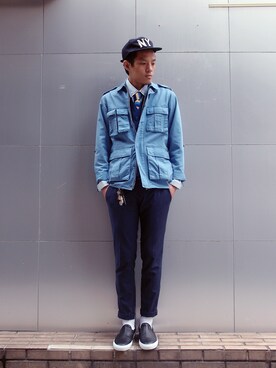 「アイテム（ミリタリージャケット）」を使った、plain-me_xmさん（メンズ・178cm）の冬コーディネート